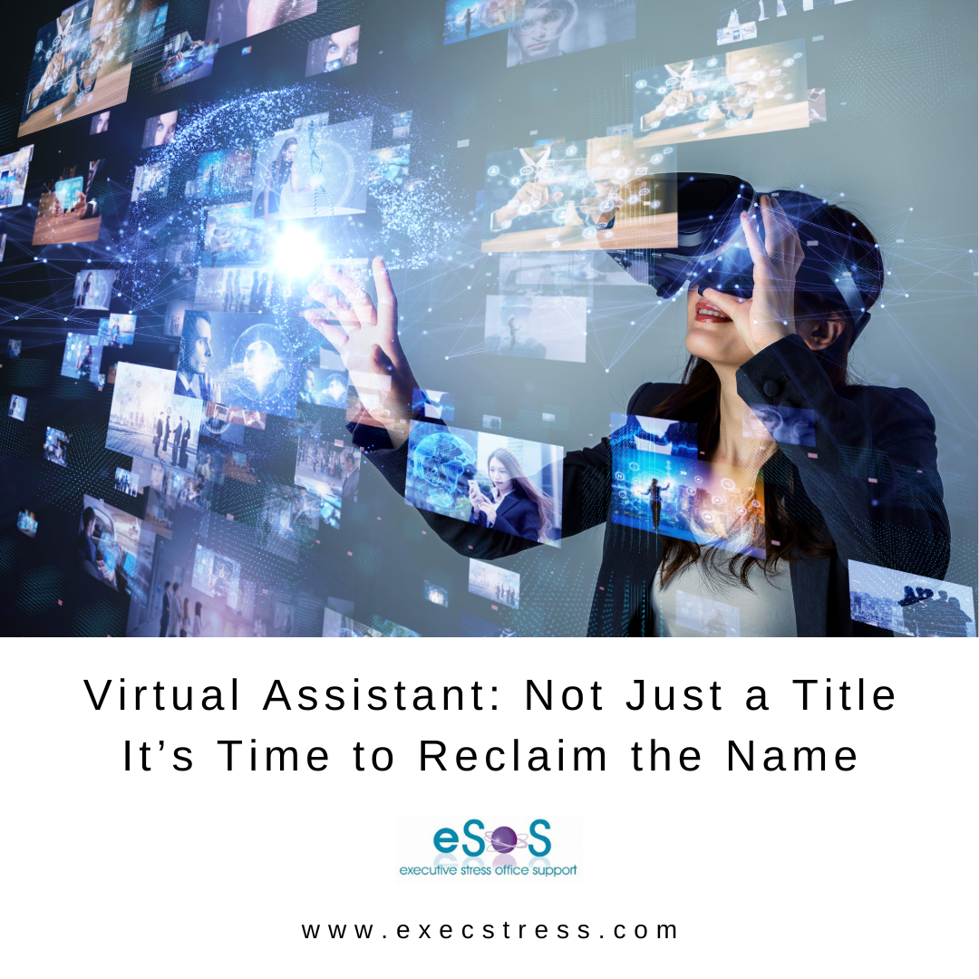 A woman wearing virtual reality goggles, seamlessly managing tasks on a smart glass screen, symbolizing the evolution of remote administrative support in the digital age