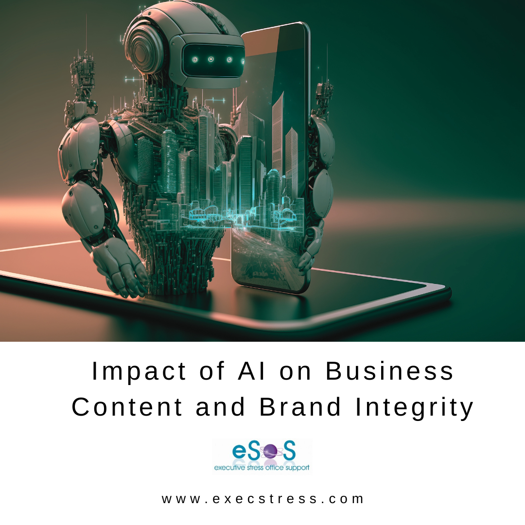 Illustration representing the impact of AI on business content and brand integrity, addressing the rise of AI fatigue